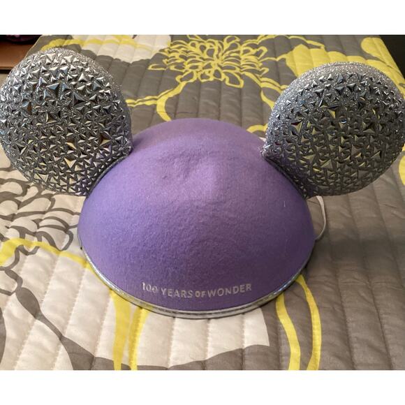 NWT Disney Parks Disney100 Mickey and Minnie Mouse Platinum Sparkle Ears Hat